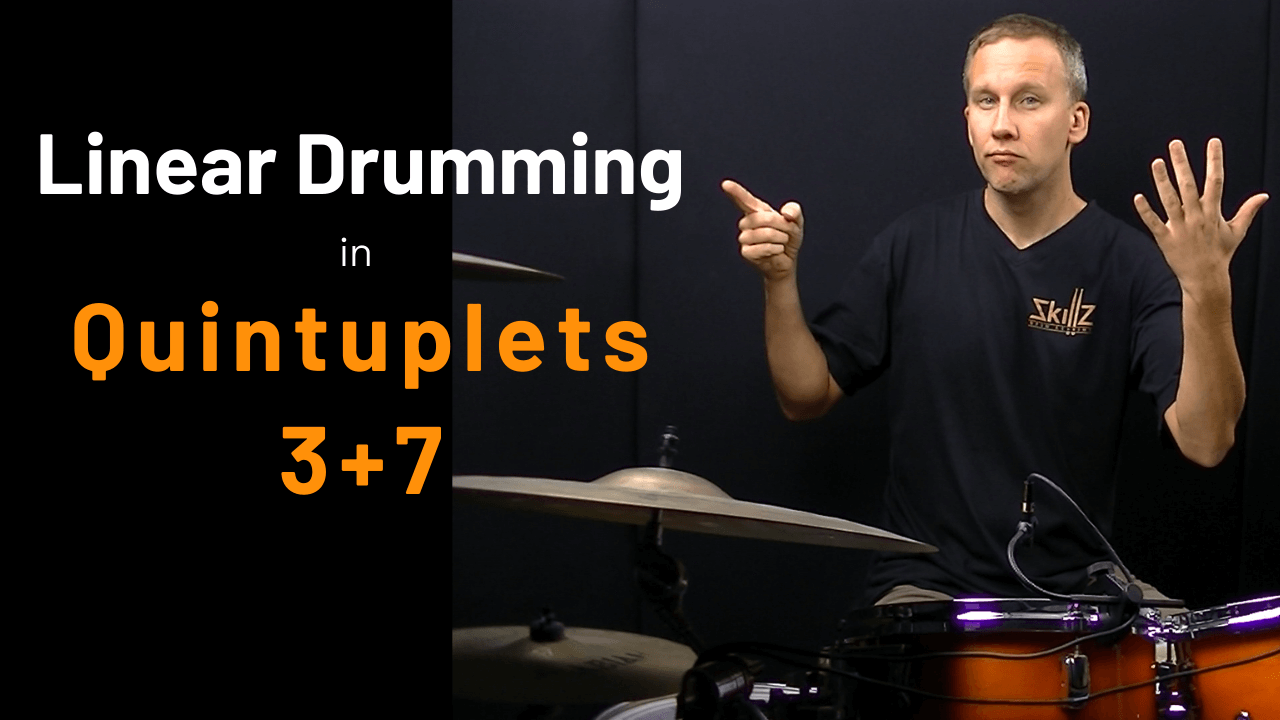 Free drum lesson about Linear Drumming in Quintuplets by Skillz Drum Lessons