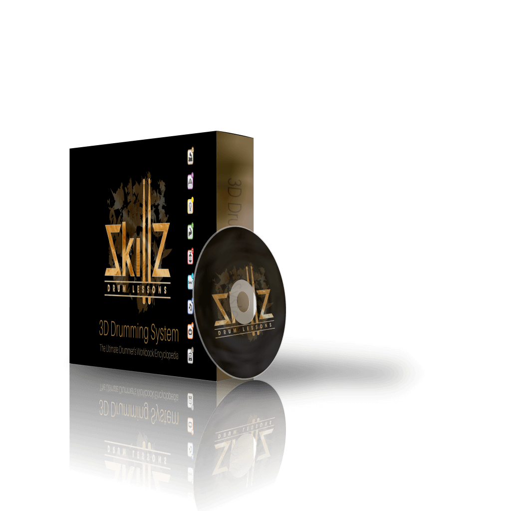 3D Box Icons Dics 1024 - With Vertical - Optimized 3D Image of the right side of the 3D Drumming System by Skillz Drum Lessons